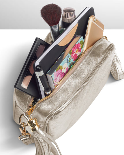 Metallic Suede Leather Crossbody Bag