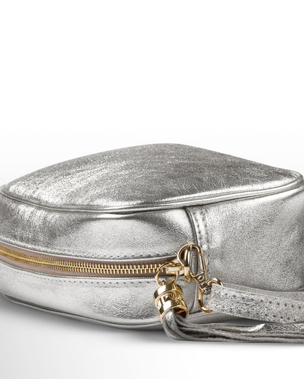 Metallic Suede Leather Crossbody Bag