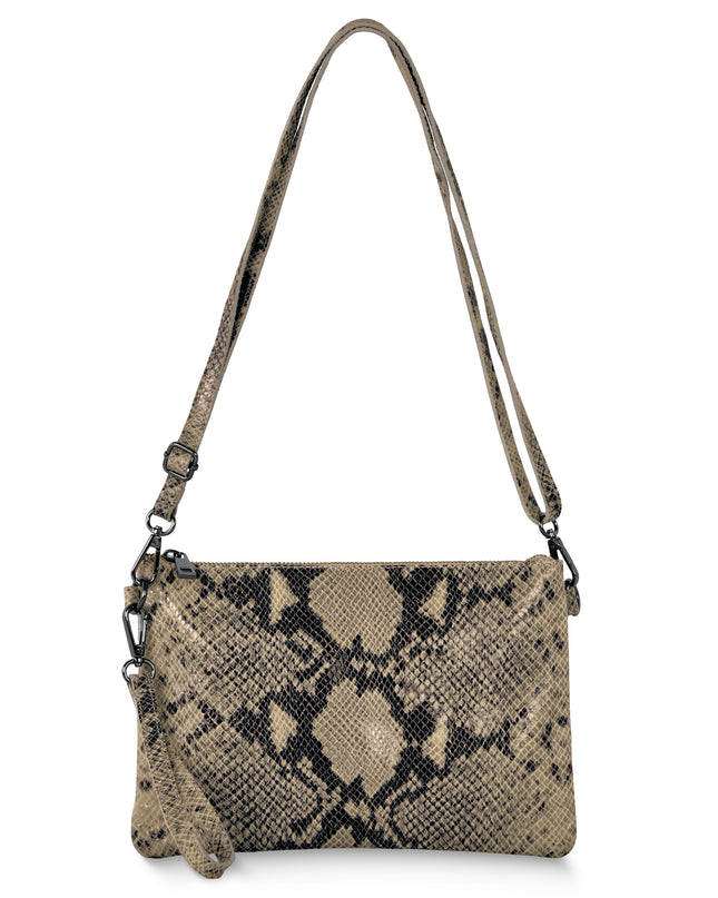 Python-Print Suede Crossbody Bag