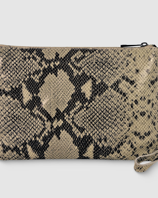 Python-Print Suede Crossbody Bag
