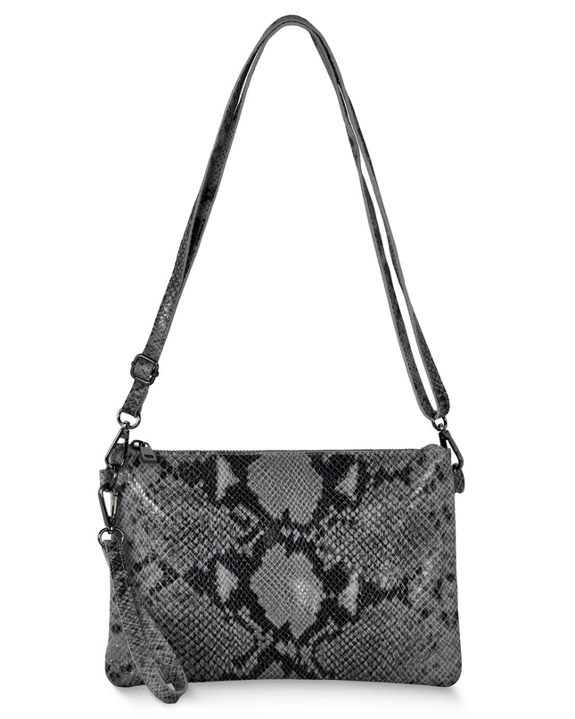Python-Print Suede Crossbody Bag