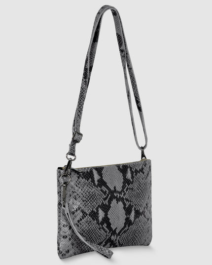 Python-Print Suede Crossbody Bag