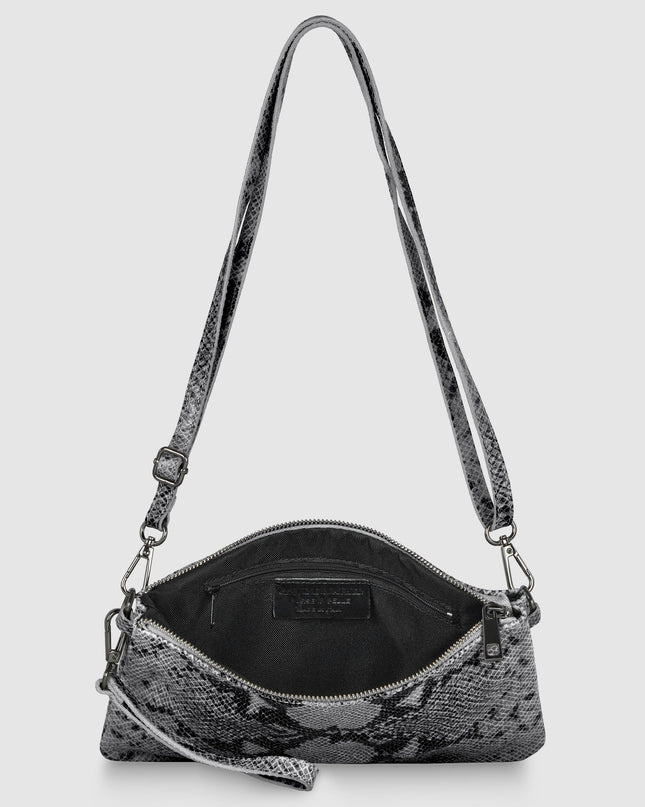 Python-Print Suede Crossbody Bag