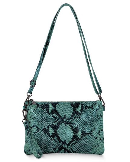 Python-Print Suede Crossbody Bag