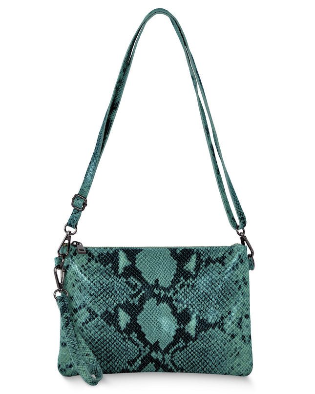 Python-Print Suede Crossbody Bag
