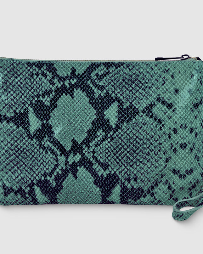 Python-Print Suede Crossbody Bag