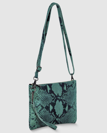 Python-Print Suede Crossbody Bag