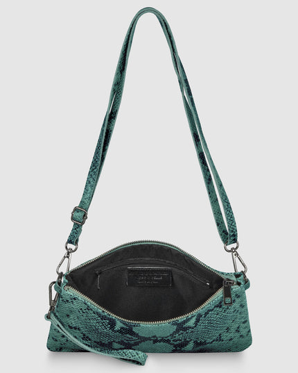 Python-Print Suede Crossbody Bag
