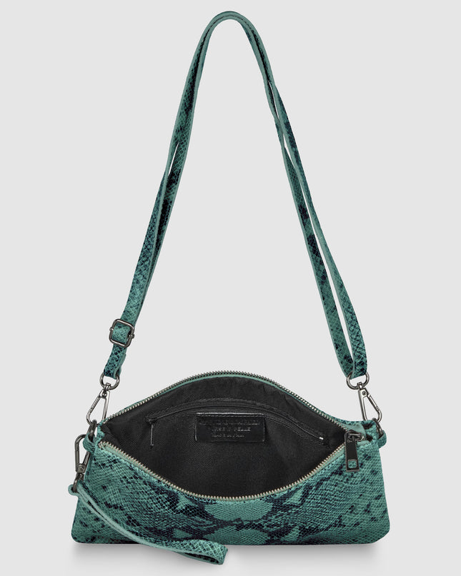 Python-Print Suede Crossbody Bag
