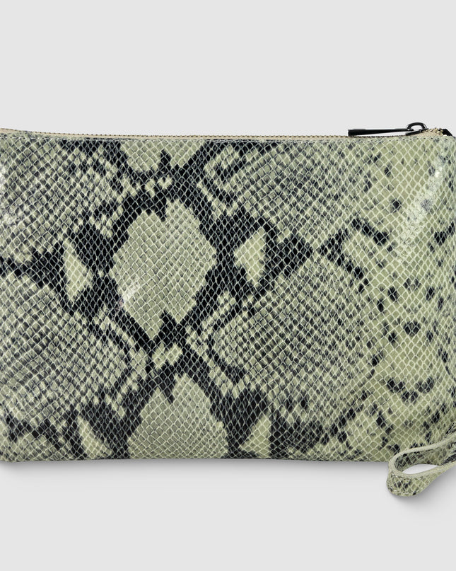 Python-Print Suede Crossbody Bag
