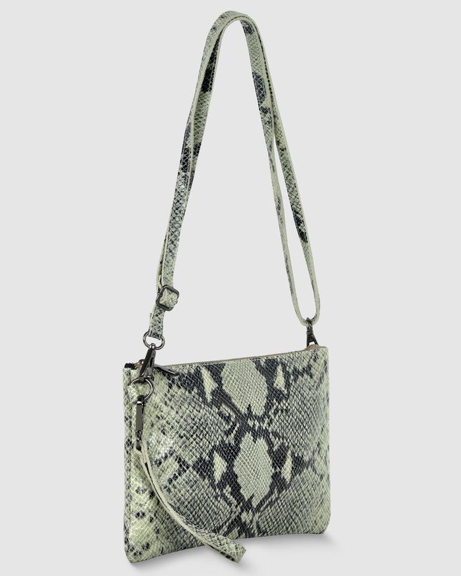 Python-Print Suede Crossbody Bag