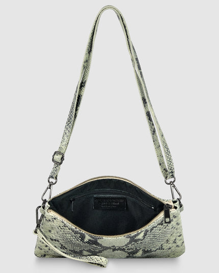 Python-Print Suede Crossbody Bag