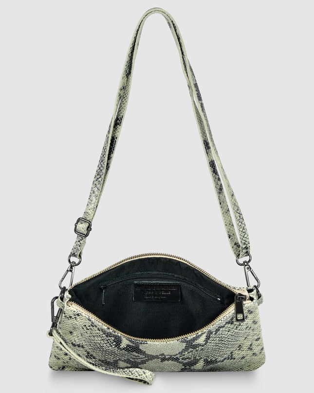 Python-Print Suede Crossbody Bag