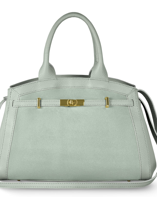 Calf & Suede Leather Top-Handle Bag