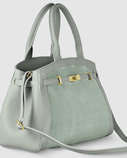 Calf & Suede Leather Top-Handle Bag