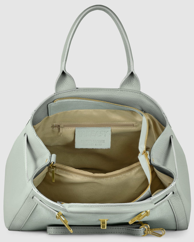 Calf & Suede Leather Top-Handle Bag