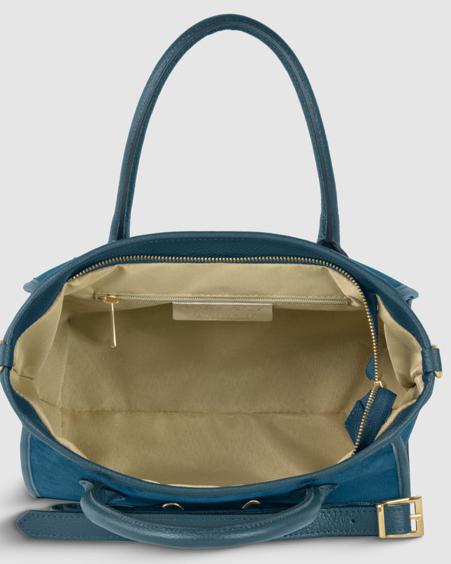 Suede Leather Top-Handle Bag