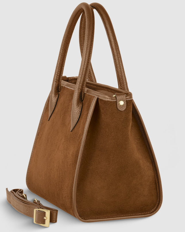 Suede Leather Top-Handle Bag
