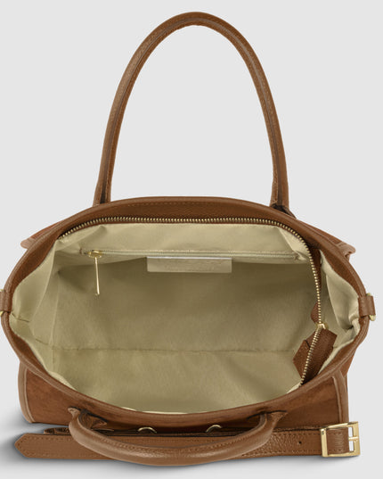 Suede Leather Top-Handle Bag