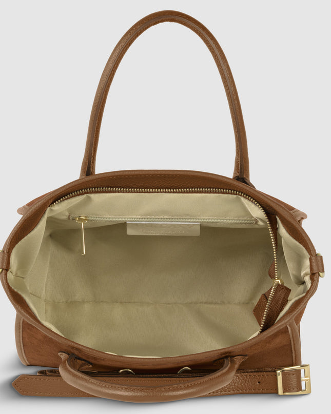 Suede Leather Top-Handle Bag