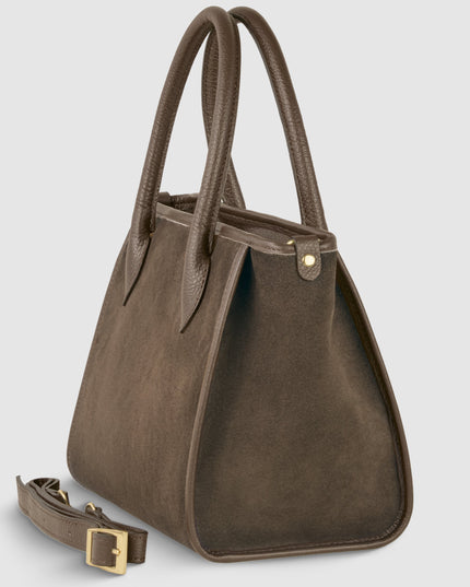 Suede Leather Top-Handle Bag