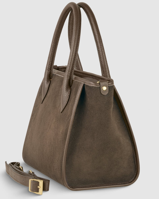 Suede Leather Top-Handle Bag