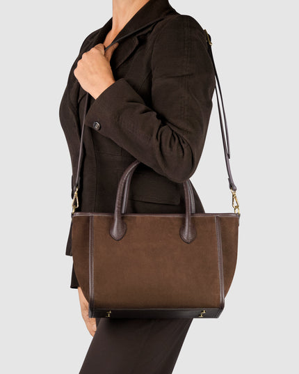 Suede Leather Top-Handle Bag