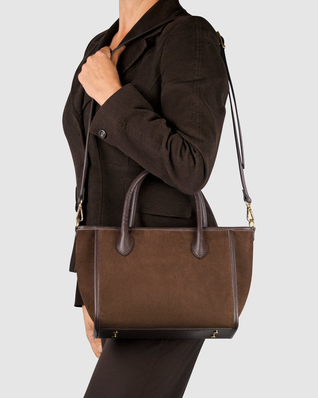 Suede Leather Top-Handle Bag