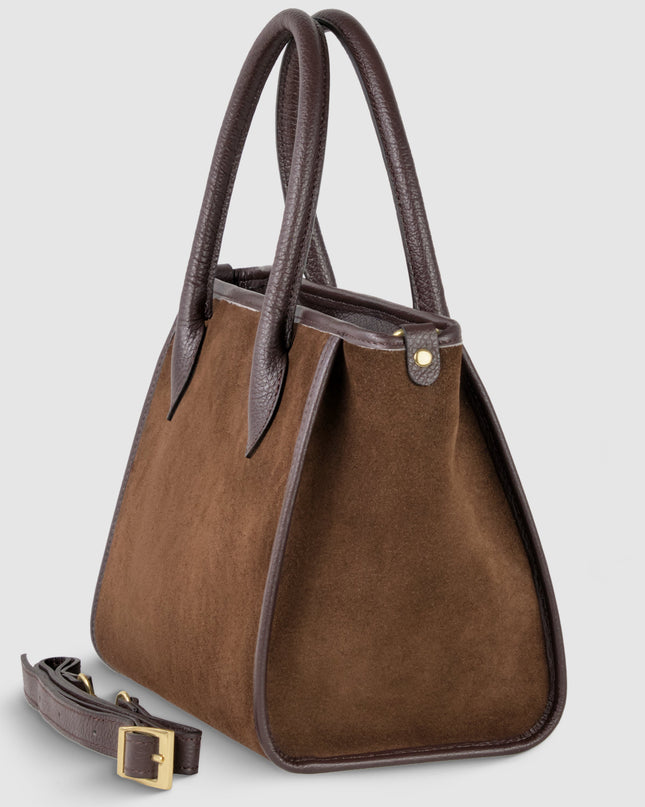 Suede Leather Top-Handle Bag