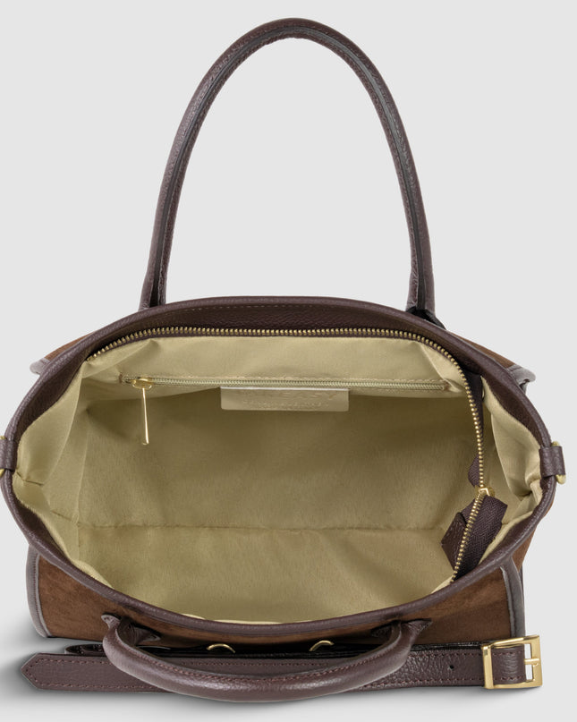Suede Leather Top-Handle Bag