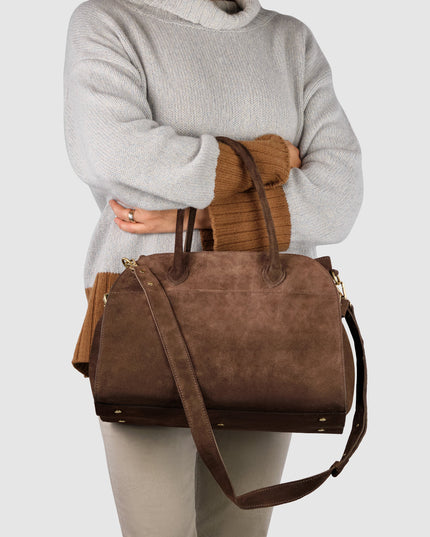 Suede Leather Top-Handle Bag