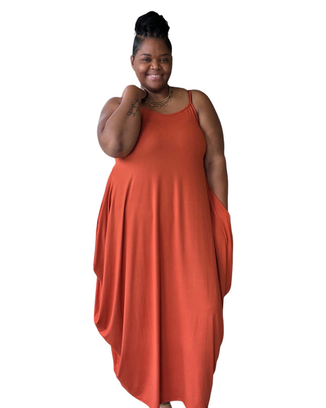 The Mira Almond Spaghetti Strap Maxi Dress