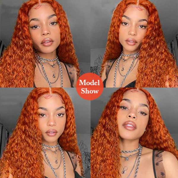 Junoda Ginger Orange Color Hair Kinky Curly Colored Human Hair Lace Front Wig junoda