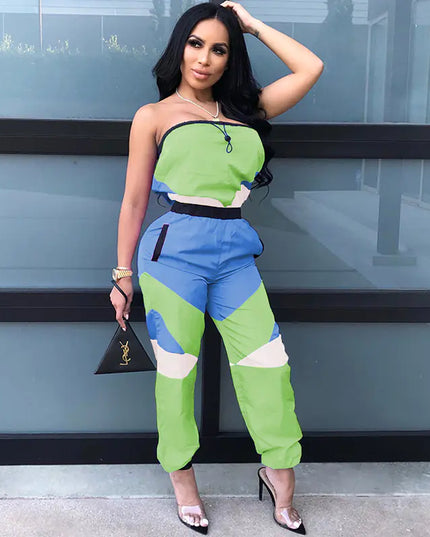 Color Block Sexy Strapless Jumpsuit for Women