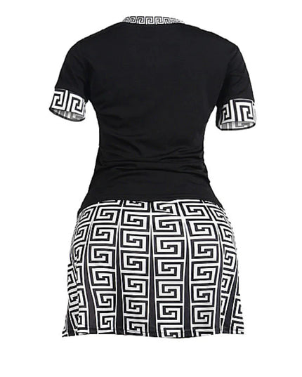 Women's Two Piece Geometric Print Skirt Set