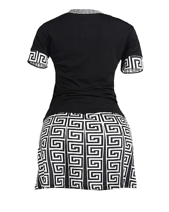 Women's Two Piece Geometric Print Skirt Set