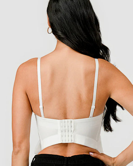 BUTTERFLY BOW FLORAL TRIM KNOT BUSTIER CROP TOP