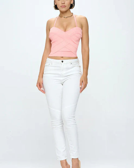 ZIG ZAG BANDAGE CROP TUBE TOP