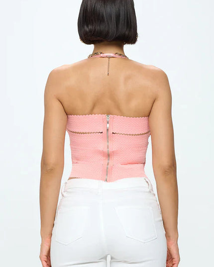 ZIG ZAG BANDAGE CROP TUBE TOP
