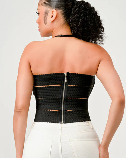 ZIG ZAG BANDAGE CROP TUBE TOP