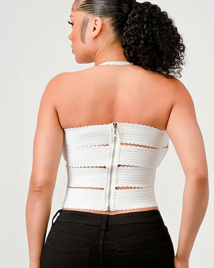 ZIG ZAG BANDAGE CROP TUBE TOP