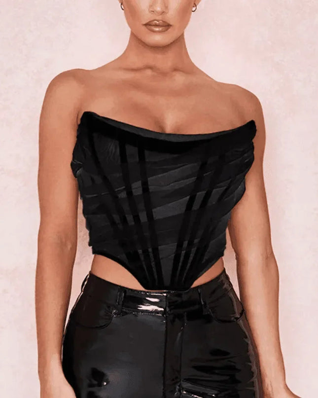 Voxy Mesh Corset Black Crop Top