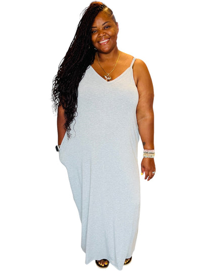 Women's Plus Size Cami Maxi Dress with Pockets