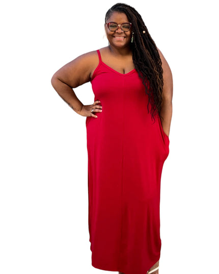 Women's Plus Size Cami Maxi Dress with Pockets