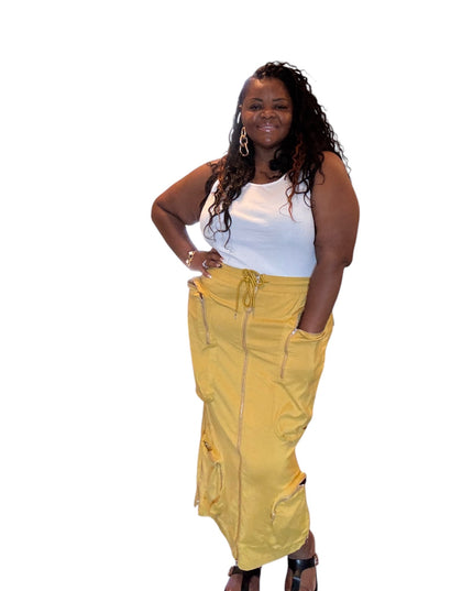 Womens Plus Size Zip Up Cargo Skirt